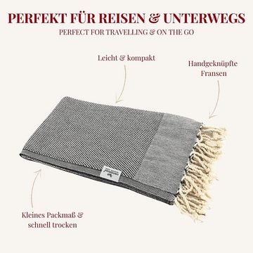 Carenesse Hamamtuch Favo 90 x 170 cm schwarz I Hamam Handtuch 100% Baumwolle Pepita Muster, Baumwolle (1-St), Pestemal Fouta Strandtuch Beachtowel Dekotuch Couchdecke Sofadecke