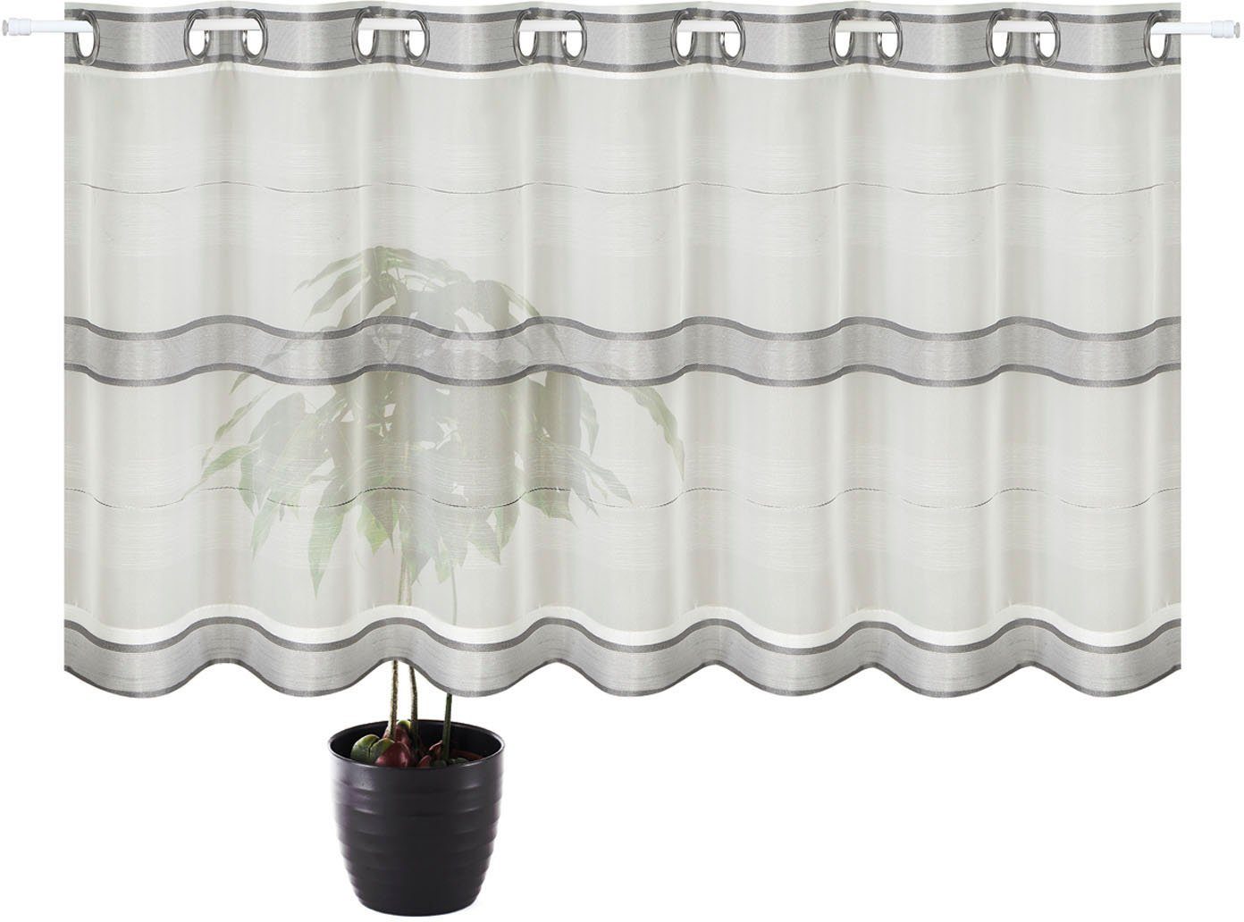 Gerster Scheibengardine Ubbe (1 St), Ösen, halbtransparent, HxB: 50x140, mit modernem Streifen Design