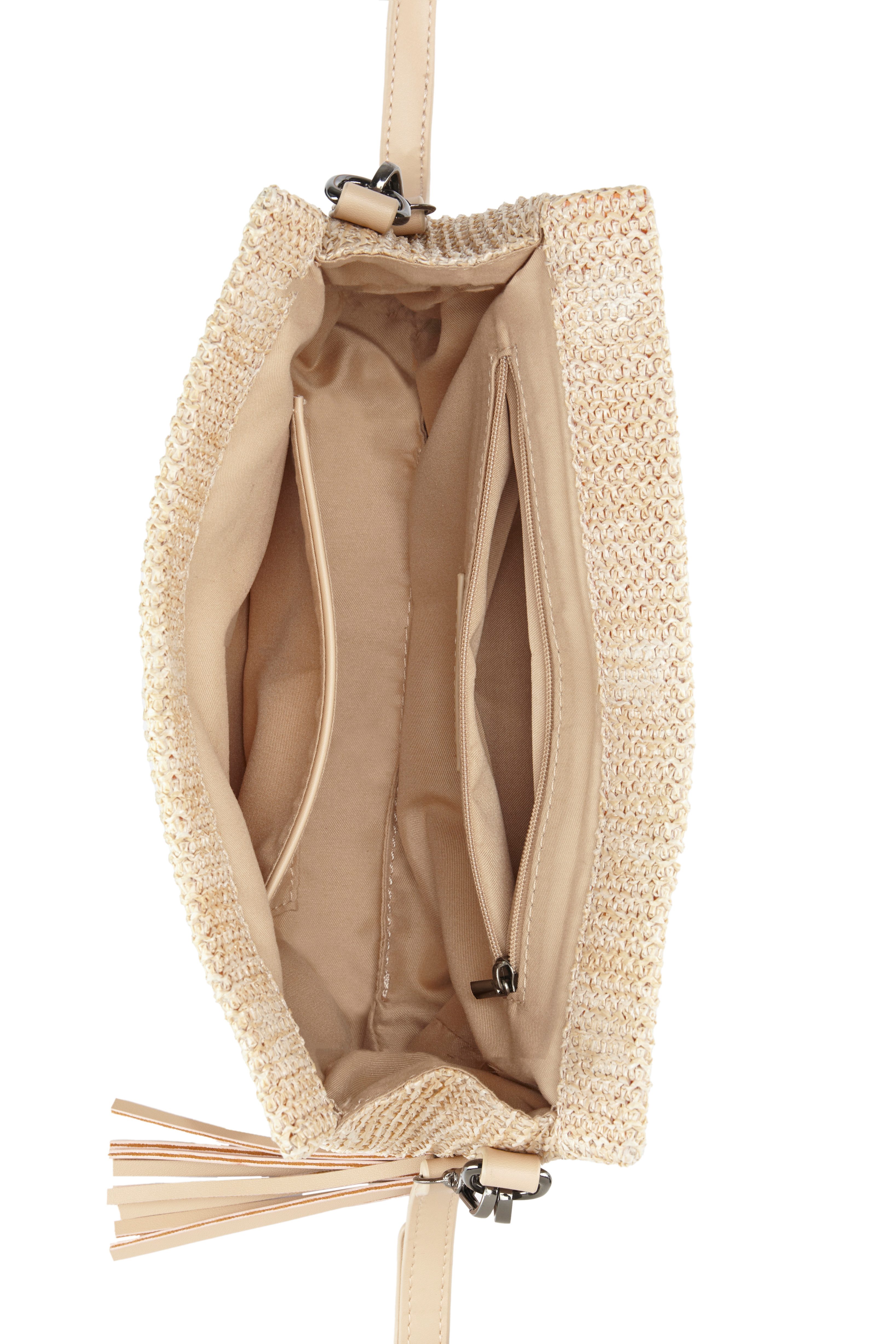 Vivance Umhängetasche Clutch, Handtasche,Schultertasche,Tragetasche,Crossbody Bag, Bast-Optik VEGAN