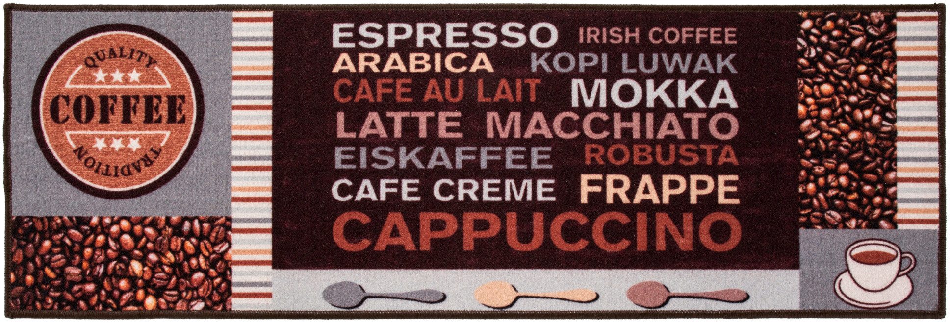 Andiamo Küchenläufer Cafe Creme, rechteckig, Höhe: 4 mm, Motiv Kaffee, mit Schriftzug, Größe 50x150 cm, Küche