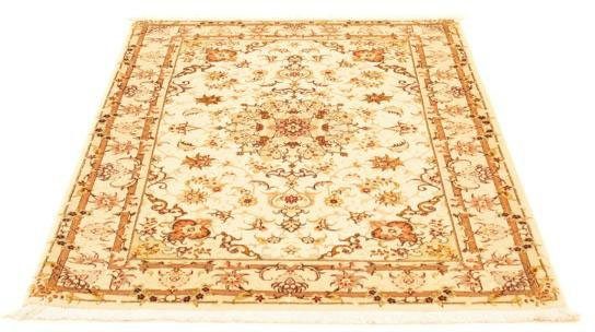 Orientteppich Perser - Täbriz - Royal - 145 x 101 cm - beige, morgenland, rechteckig, Höhe: 7 mm, Wohnzimmer, Handgeknüpft, Einzelstück mit Zertifikat