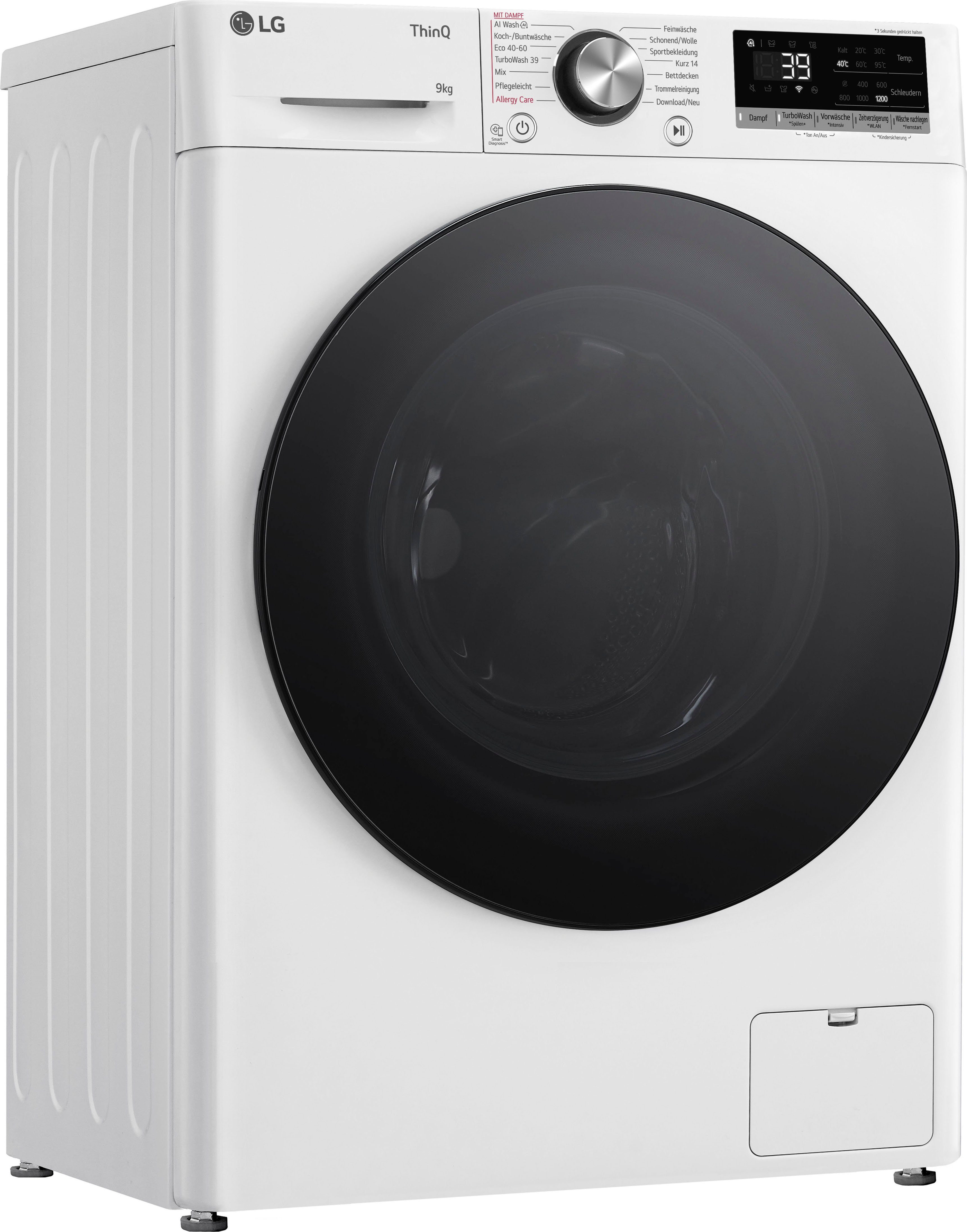 LG Waschmaschine F2V7SLIM9, 9 kg, 1200 U/min, Raumsparer: nur 53,5 cm tief