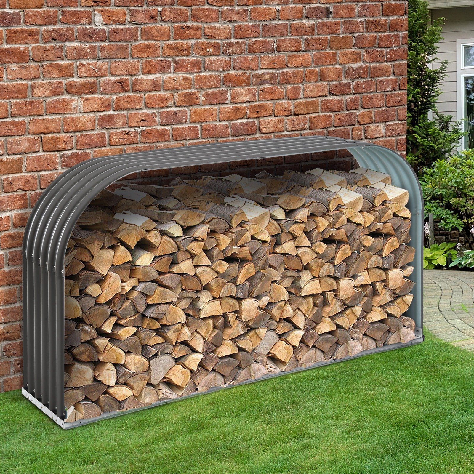 Outsunny Kaminholzregal Kaminholzständer, Holzlager, Kaminholzunterstand, B günstig online kaufen