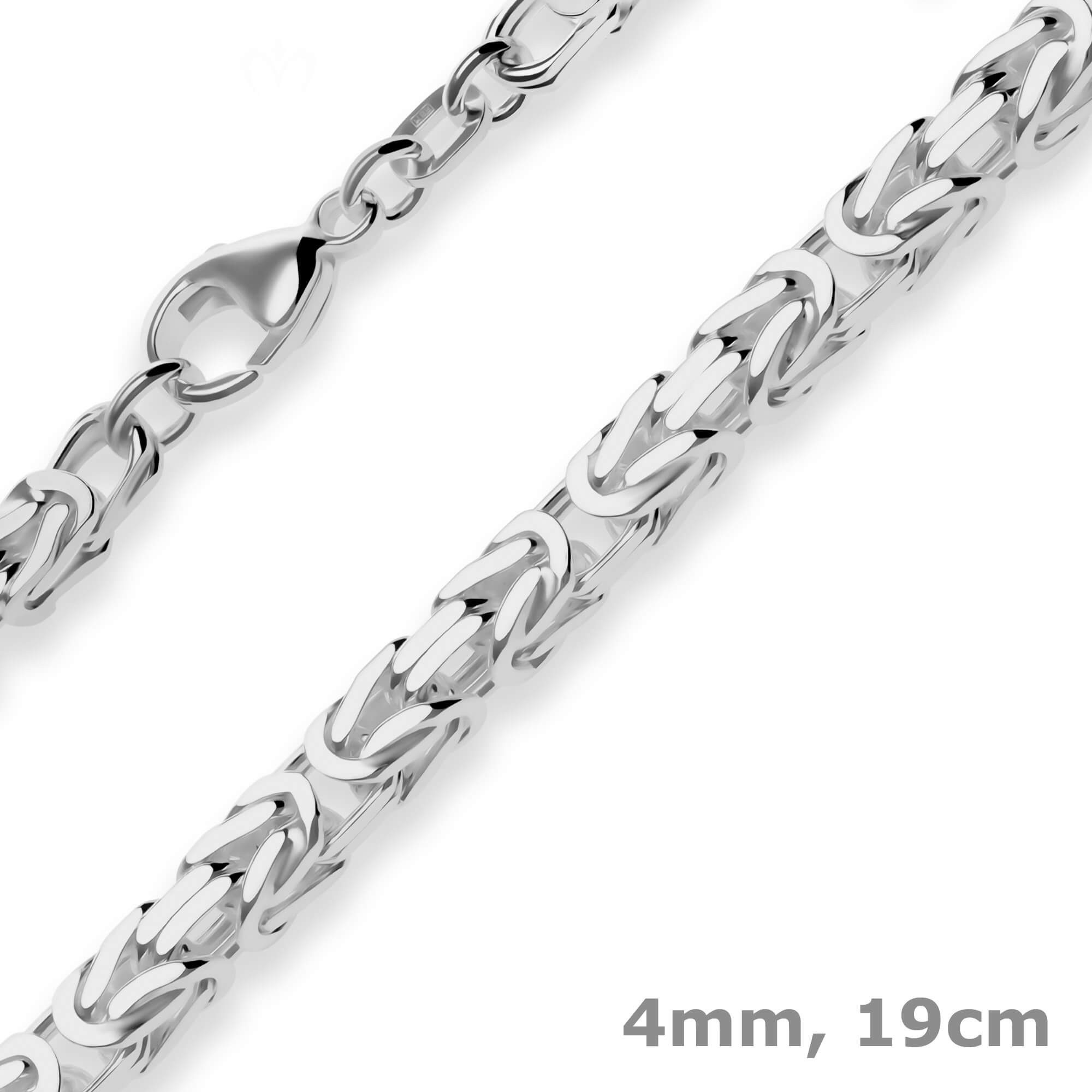 Schmuck Krone Königsarmband 4mm Armband Königskette aus 925 Silber rhodiniert 19cm, Silber 925