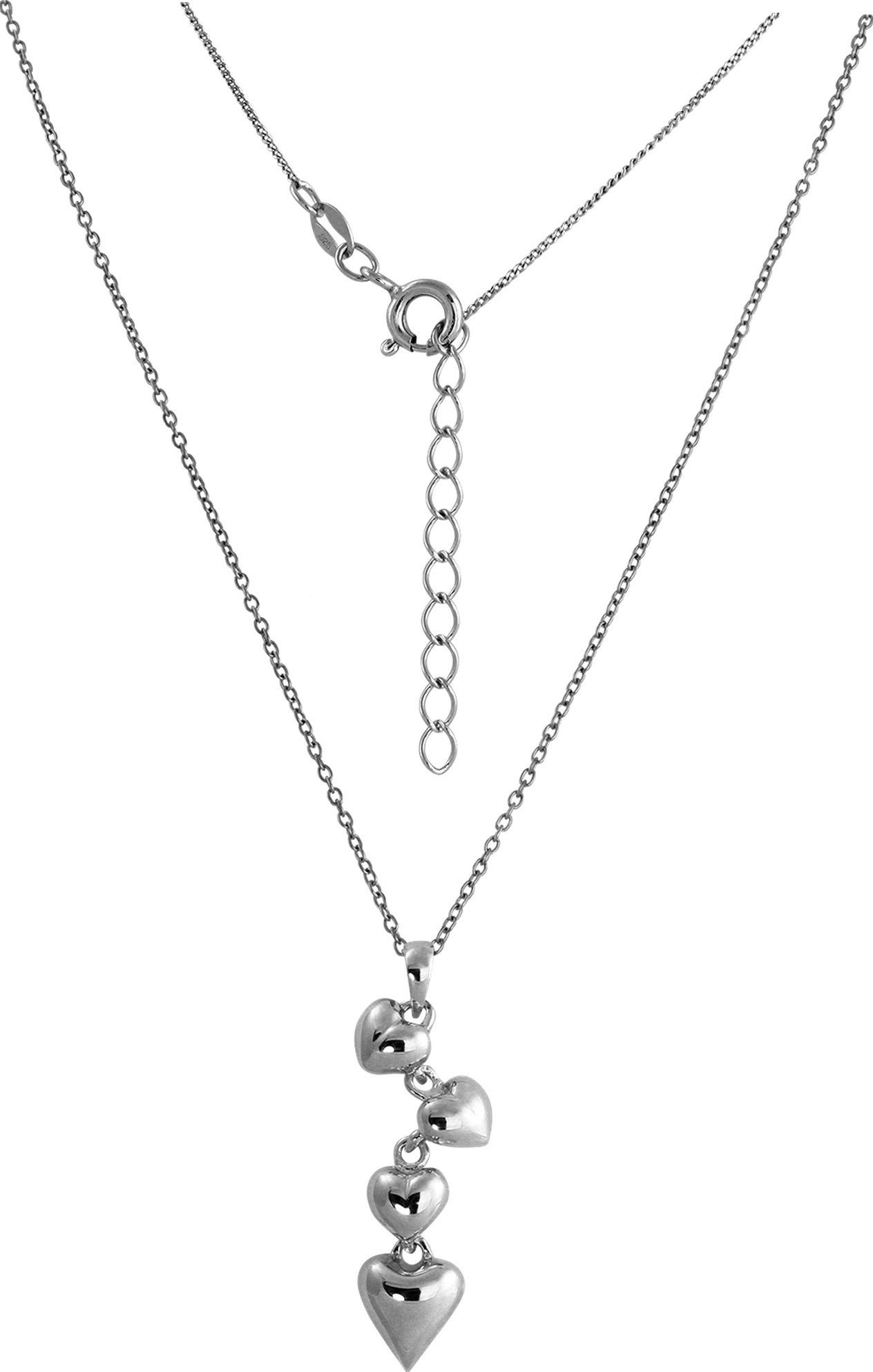 SilberDream Silberkette SilberDream Herzen Halskette 925 Silber, Halsketten (Herzen) ca. 44cm + 3cm, 925 Sterling Silber, Farbe: silber