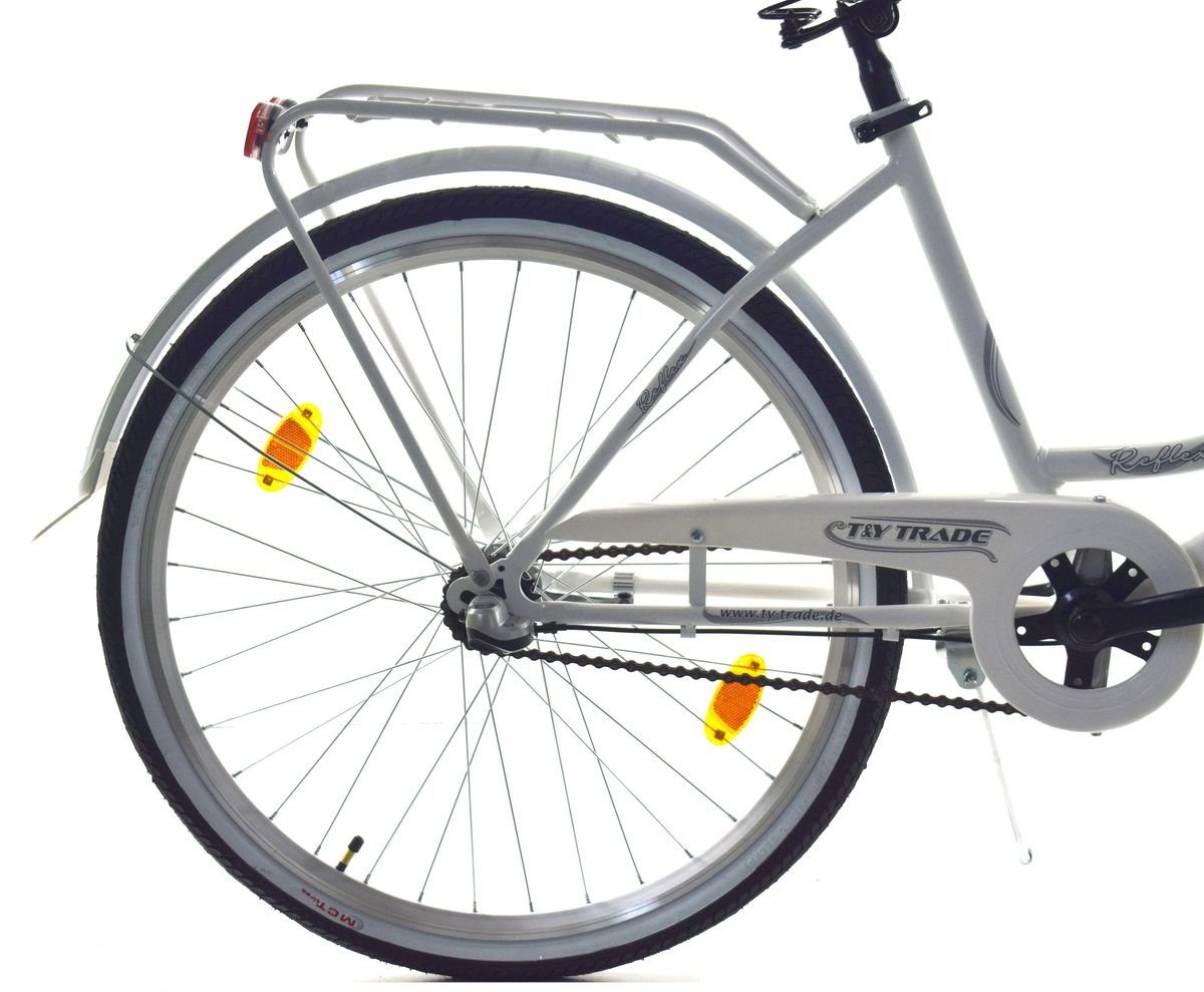 T&Y Trade City Bike 26 Inch Girls Women's City Bicycle 3-Speed ​​Nexus Reflex White, 3-Speed ​​Shimano, Hub Gears, Coaster Brake, Luggage Rack, Lights, 3 Nexus Speed, Kickstand, Basket