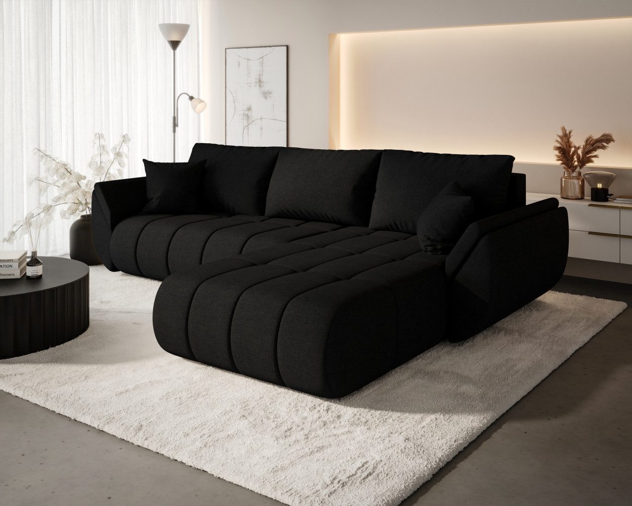 Kaiser Möbel Ecksofa TOKYO PREMIUM im Stoff WIND modernes, Schlaffunktion und Bettkasten, Ecksofa, L-Form,Strapazierfähiger Webstoff WIND,Easy-Clean-Technologie