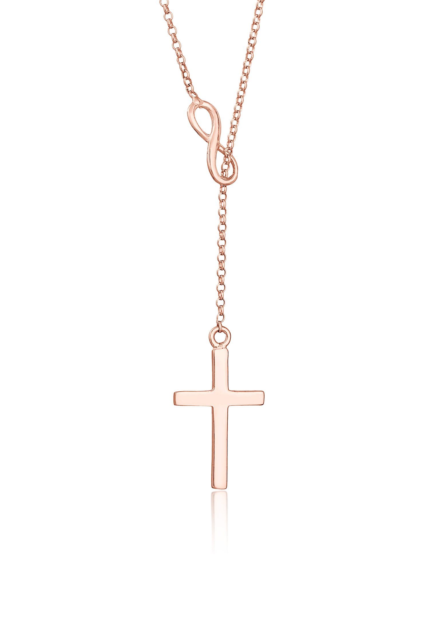 Elli Kette ohne Anhänger Y-Kette mit Kreuz und Infinity Symbol 925 Silber