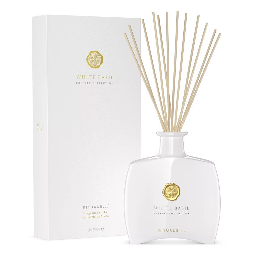 Rituals Raumduft White Basil Fragrance Sticks – 450 ml Raumduft (Frischer Kräuterduft mit Tomatenblatt, Basilikum & Sommerfrüchten, 1-St)