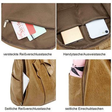 REDOM Rucksack Laptoprucksack Schulrucksack Lederrucksack Reiserucksack Leder Frauen (Handtasche 33x29x16 cm mit Schlüsselanhänger, Schultertasche, modisch, Schule Rucksack, Notebook Laptop, Tasche), für Herren Damen Jungen Teenager Freizeit Arbeit Business Reisen