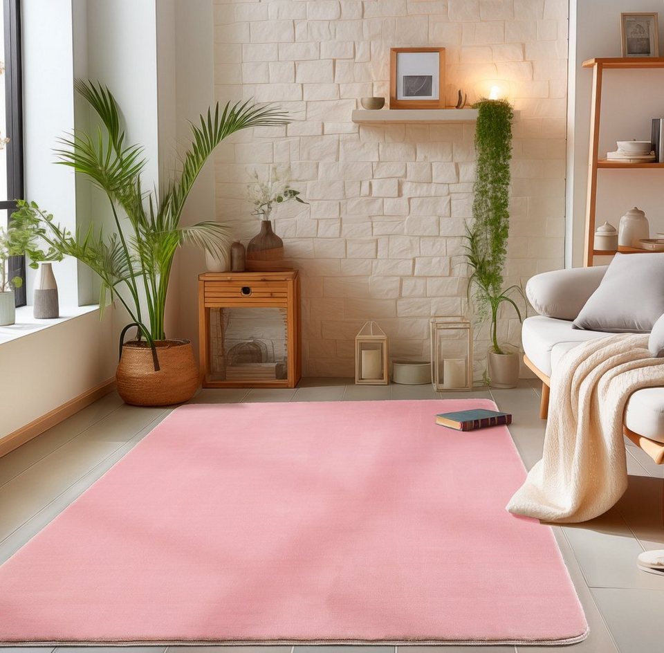Fellteppich Unicolor - Einfarbig, Carpetsale24, Läufer, Höhe: 13 mm,  Flauschiger Teppich Wohnzimmer Einfarbig Soft Felloptik Anti-Rutsch