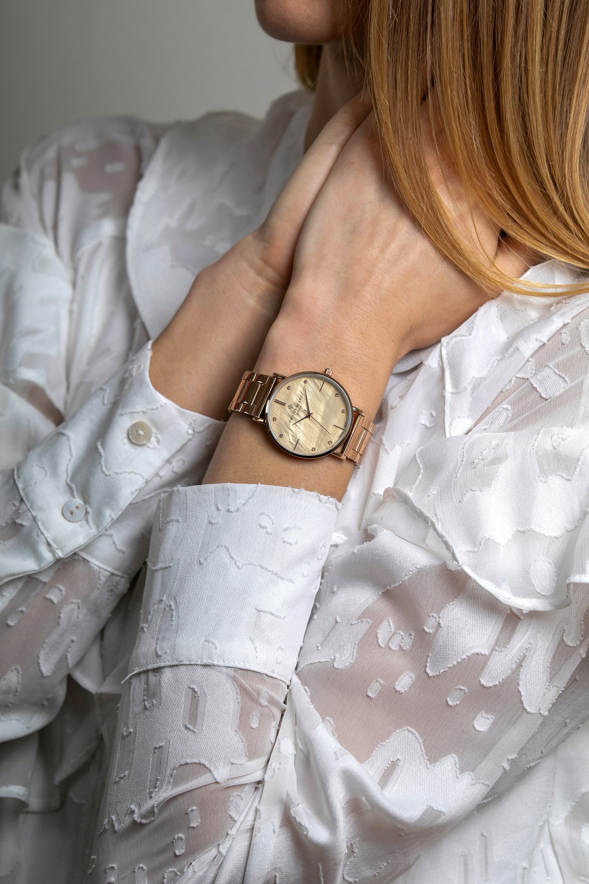 PHILIPP BLANC Quarzuhr PB6-B068R Lausanne, roségoldfarbenes Gliederarmband