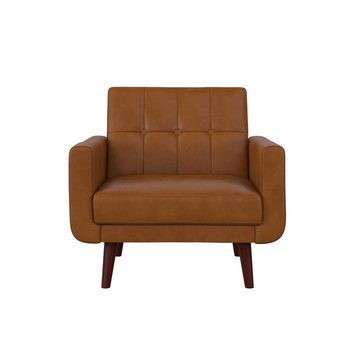 loft24 Sessel Nola, Polstersessel, Bezug in Lederoptik, Knopfheftung, Sitzhöhe ca.43 cm