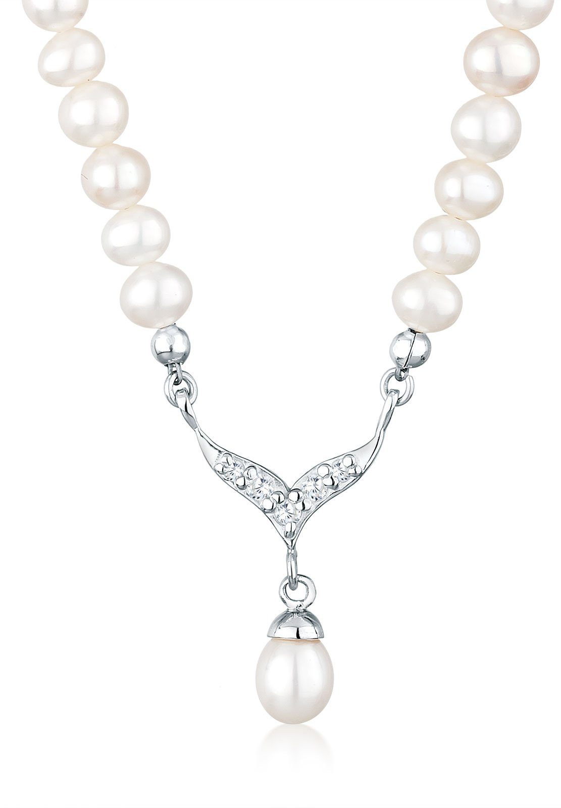 Elli Perlenkette Collier Süßwasserzuchtperle Zirkonia 925 günstig online kaufen