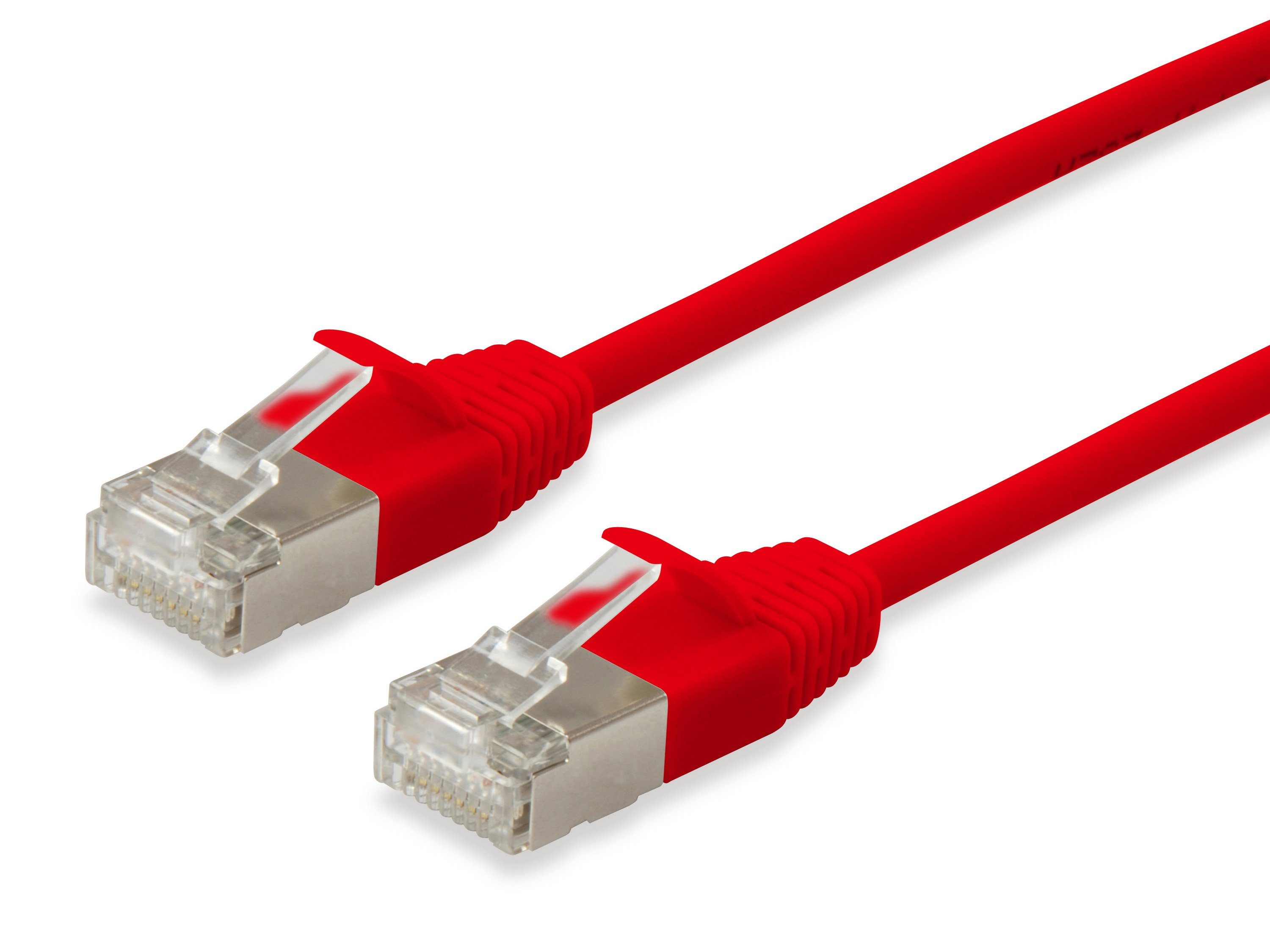Patchkabel 2xRJ45 F/FTP Isolierband Cat6A Slim Equip LSZH rot 7.50m Equip