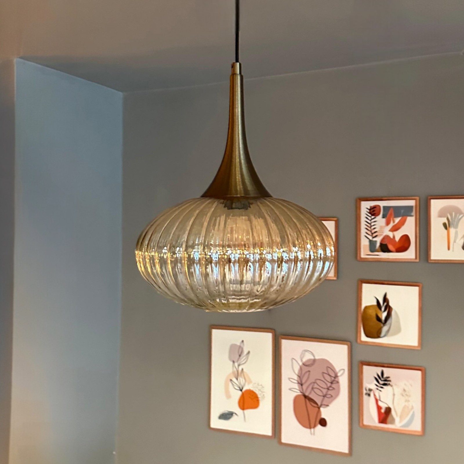 Bamyum Pendelleuchte Elegant Glas Pendelleuchte Hängelampe Restaurant Halle Beleuchtung, ohne Leuchtmittel