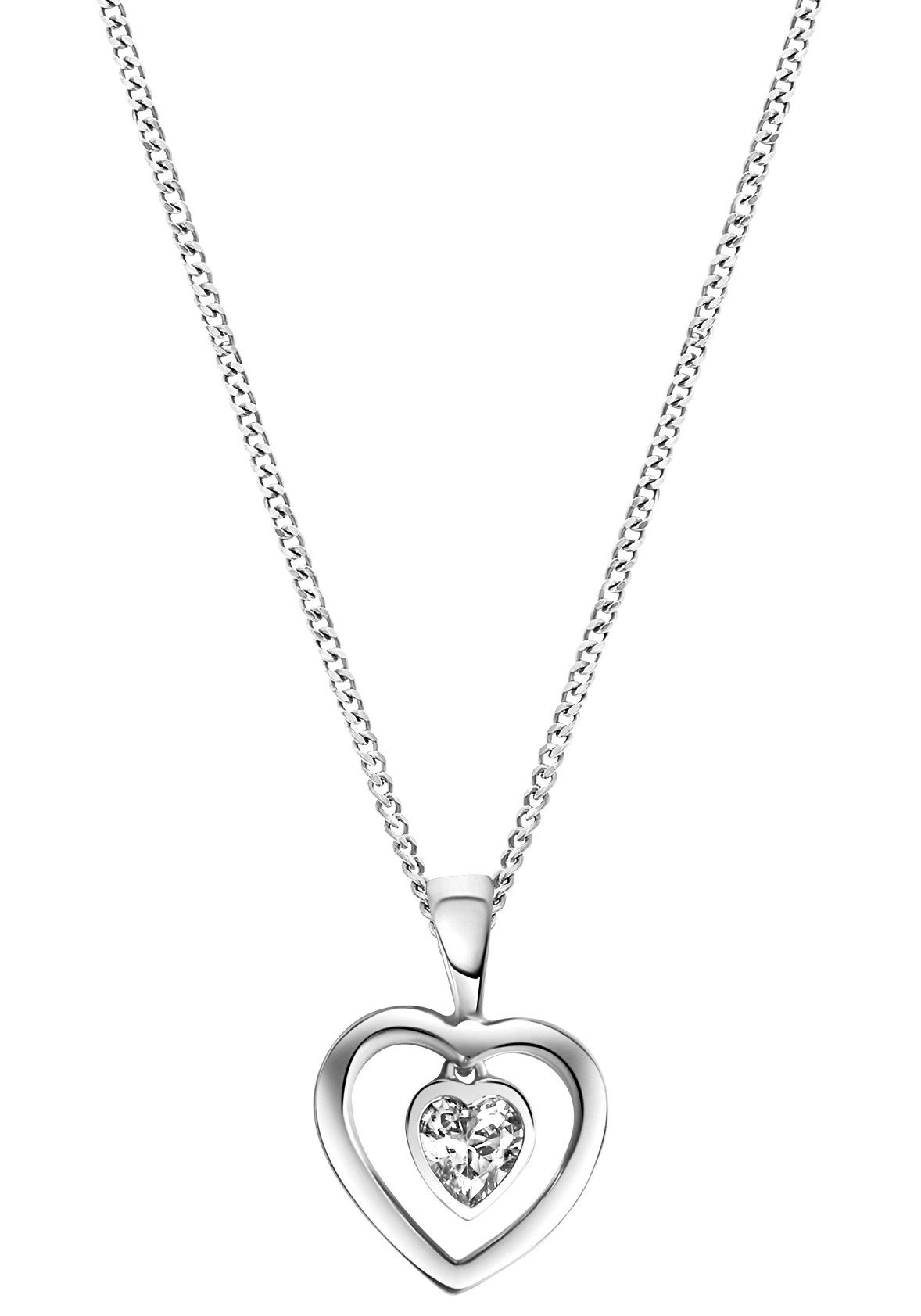 Kette mit Anhänger Schmuck Geschenk Silber 925 Halsschmuck Halskette Panzerkette Herz