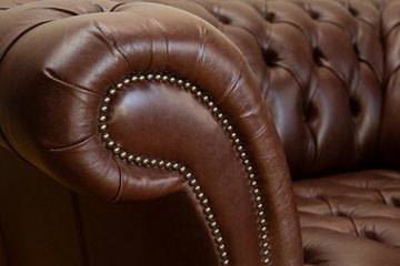 JVmoebel Chesterfield-Sessel Design Chesterfield Stoff Couch Sessel Braun Sofas 100% Leder Sofort (Sessel), Made in Europe