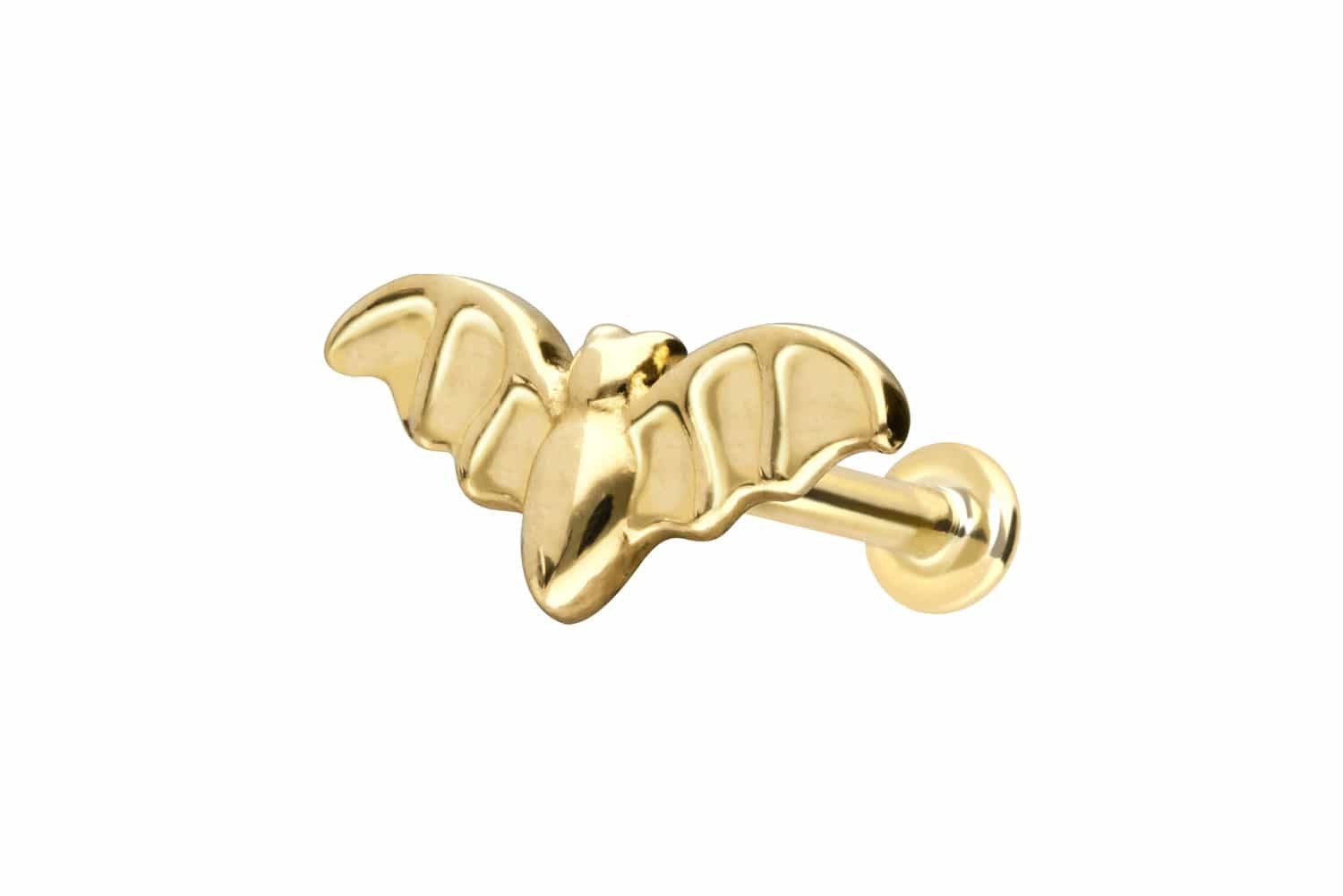 PIERCINGLINE Piercing-Set 14 Karat Gold Labret mit Push Fit FLEDERMAUS (Labrets, 1-tlg)