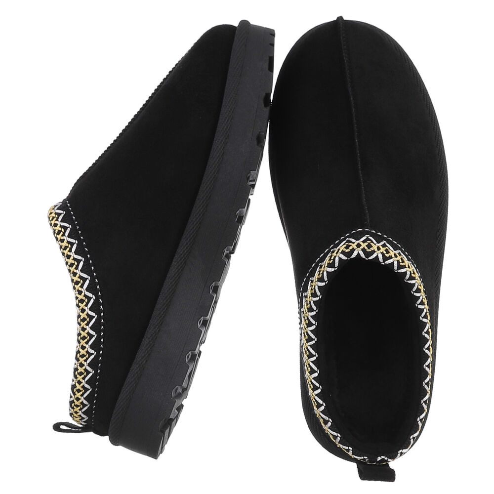 Ital-Design Bequeme Clogs für Damen mit dekorativen Details Snowboots (90457964) Flach Flache Stiefeletten in Schwarz
