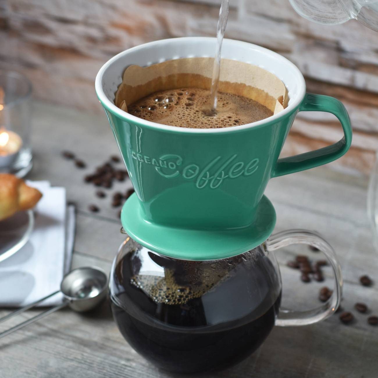 Creano Handfilter Creano Porzellan Kaffeefilter (Jadegrün), Porzellan, für Filtergröße 4