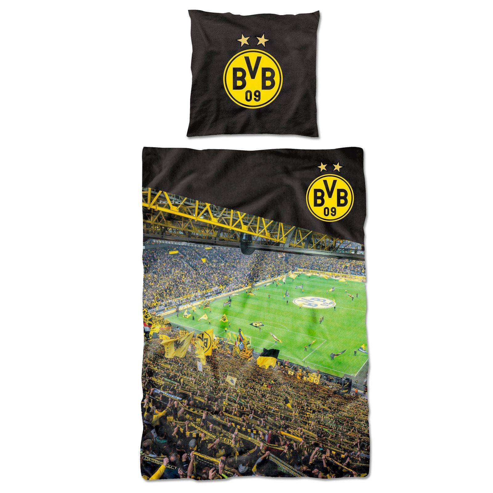 Bettwäsche BVB-Bettwäsche Südtribüne (135 x 200 cm), BVB, Baumwolle, 2 teilig