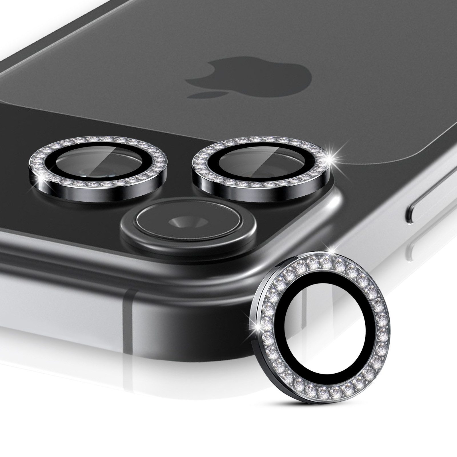 Tec-Expert Kameraschutzglas 9H Kameraglas Set in Schwarz mit Schmuckstein für Apple iPhone 17 Pro für Apple iPhone 17 Pro, Linsenschutzglas Set, 1 Stück, Kameraschutz, Schutzglas, Linsenschutz, kratz- & stoßfest