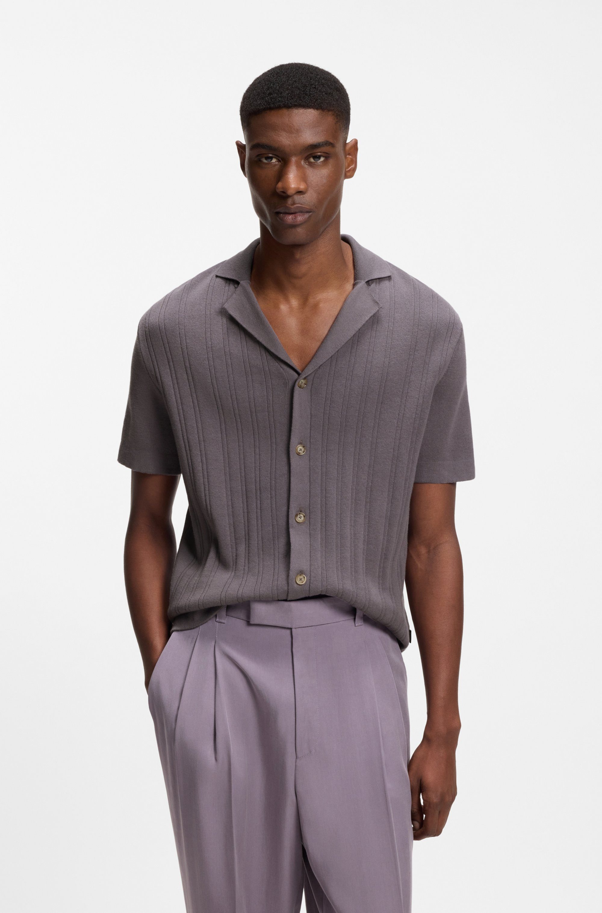 BOSS Cardigan Neri Hemd im Regular Fit