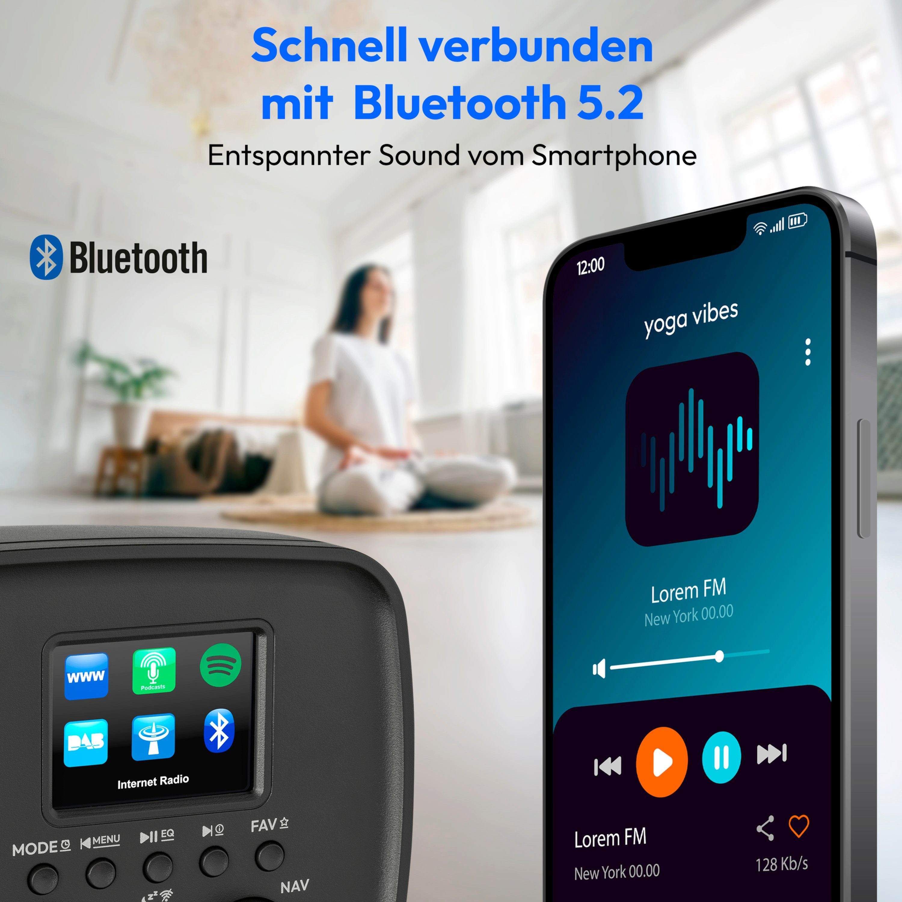 Medion® LIFE Internetradio IRE-1 (MD89318) Radio (Digitalradio (DAB), 5 W, DAB+/UKW-Empfang, Senderspeicher, 5 Watt (RMS) – Bild 4 von 5
