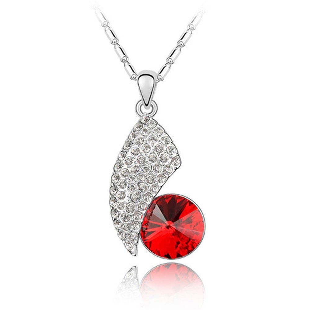 BUNGSA Ketten-Set Kette Red Drop Silber aus Messing Damen (1-tlg), Halskette Necklace