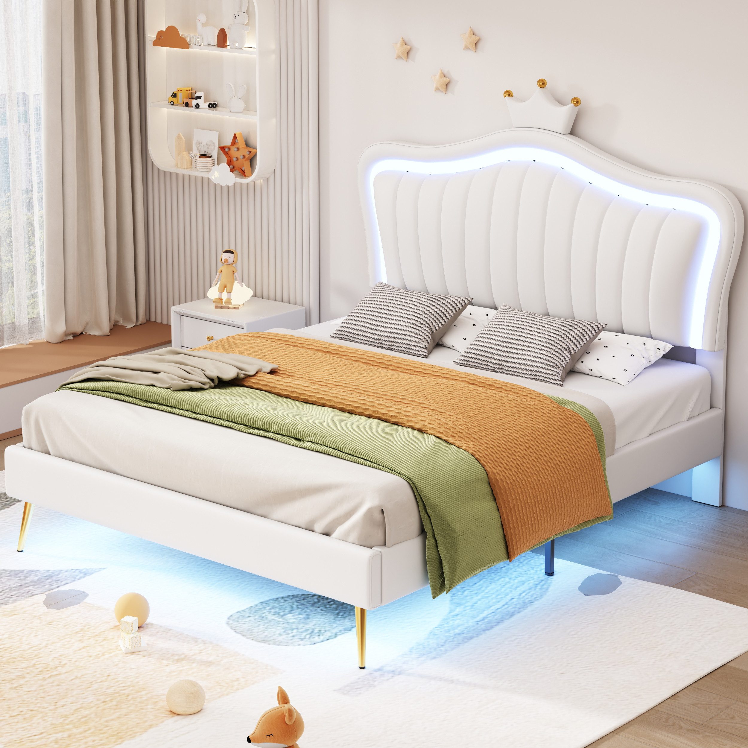 Ulife Polsterbett LED Kinderbett Einzelbett mit günstig online kaufen