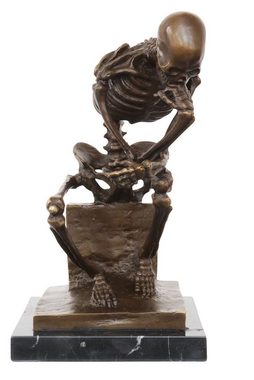 Aubaho Skulptur Bronze nach Rodin Skelett Gerippe Denker Figur Bronzeskulptur Anatomie