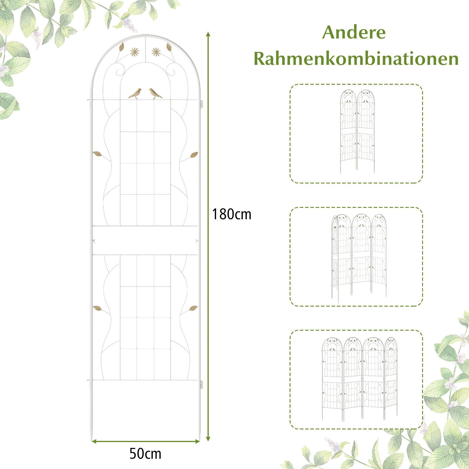COSTWAY Gartenzaun, für Kletterpflanzen, Metall, 180x50 günstig online kaufen