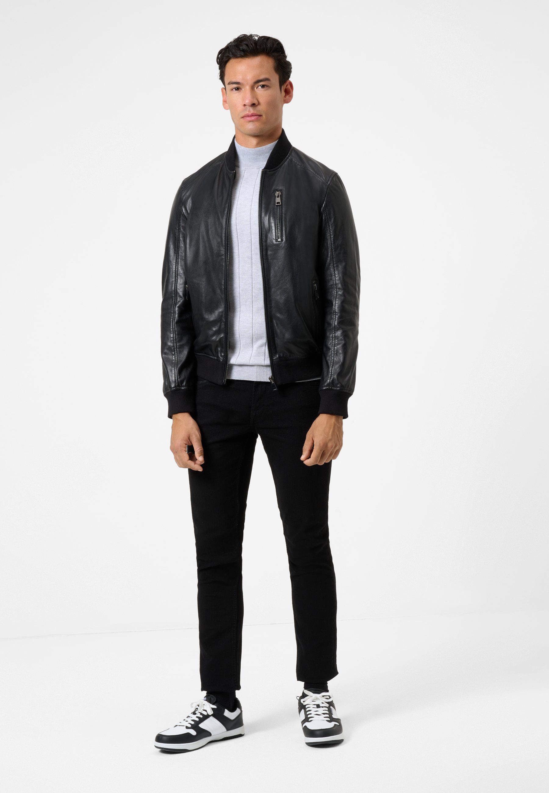 RICANO Lederjacke Samuel Lederjacke im College-Stil mit Stehkragen günstig online kaufen