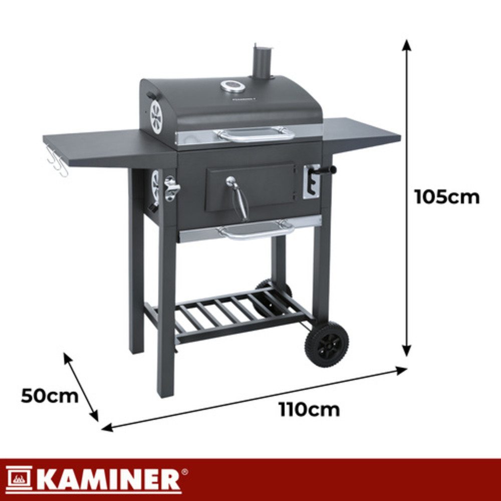 Kaminer Holzkohlegrill Gartengrill Holzkohlegrill, Spar-Set, Thermometer, Regulieren Sie die Temperatur durch die höhenverstellbare Kohleschale