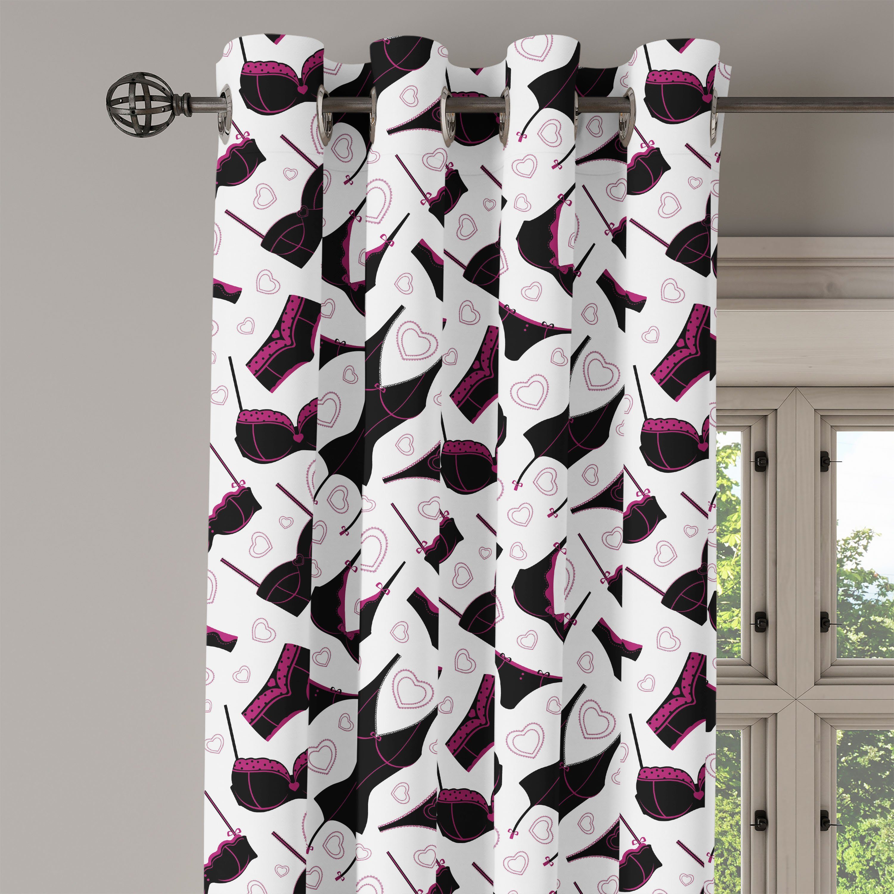 2-Panel-Fenstervorhänge Dekorative Abakuhaus, Gardine Women`s Retro für Schlafzimmer Fashion Lingerie Wohnzimmer,
