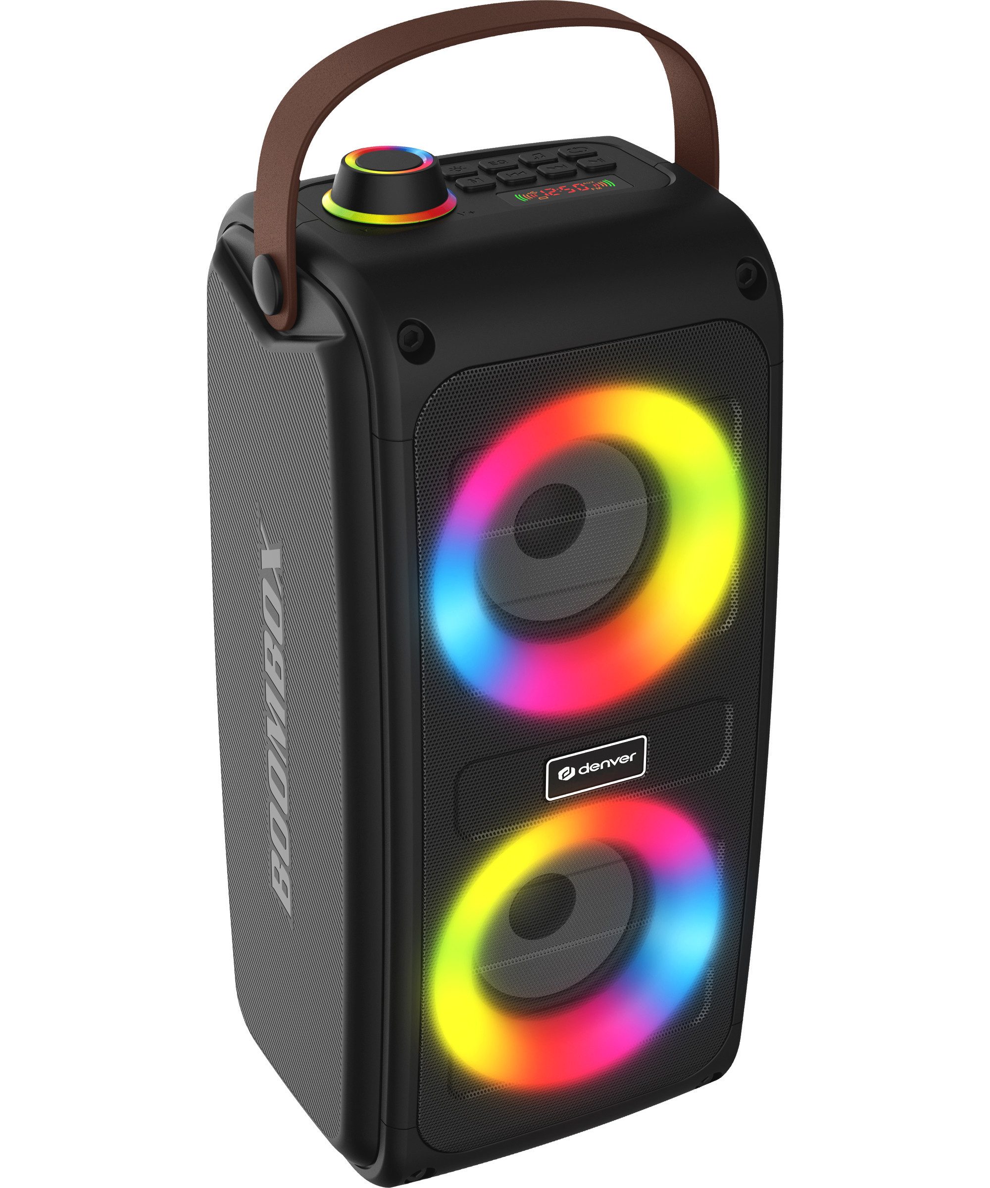 Denver BTV-230 Bluetooth-Speaker (10 W, 10m Bluetooth- Reichweite, LED Lichteffekte, Karaoke-Option)