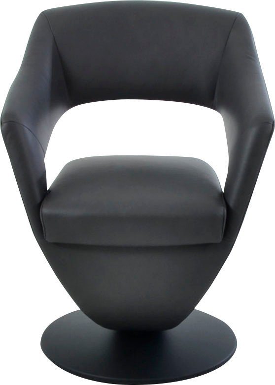 K+W Komfort & Wohnen Drehstuhl Kansas, Design Leder-Drehsessel mit hohem Sitzkomfort, Drehteller in schwarz asphalt 88 | Drehstühle