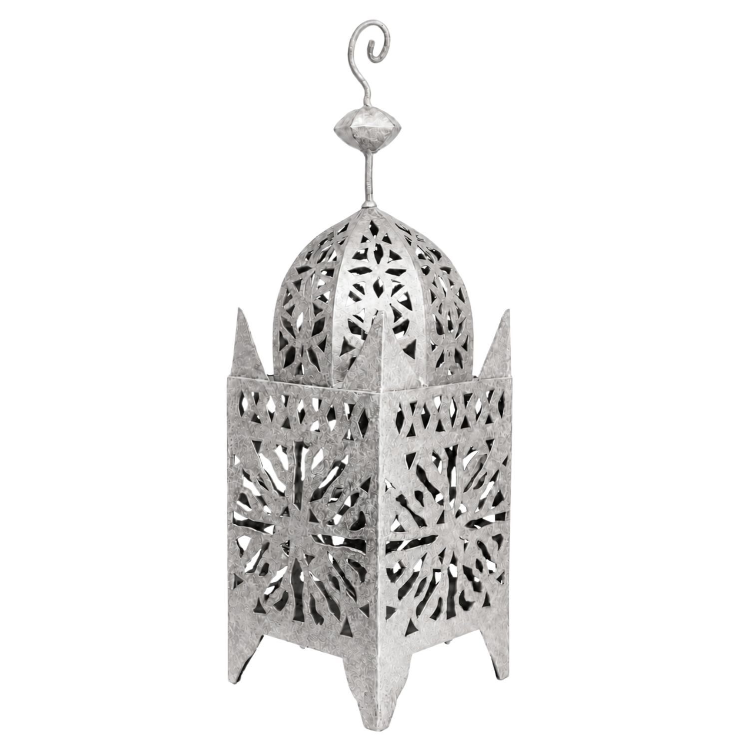 Marrakesch Orient & Mediterran Interior Kerzenlaterne Marokkanische Gartenlaterne Frane Laterne aus Metall in Silber 51 cm (1 St), Handarbeit