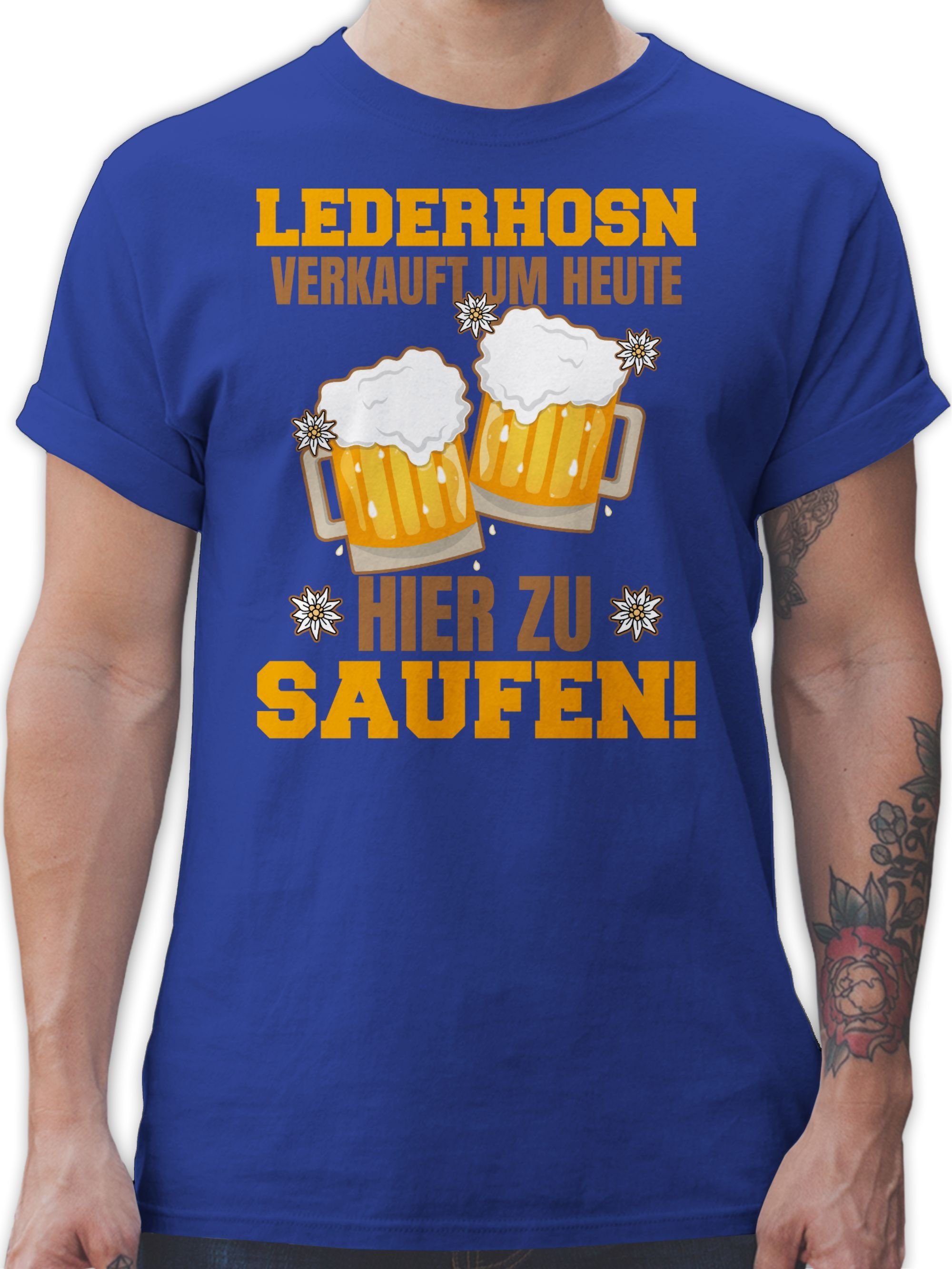 Shirtracer T-Shirt verkauft zu Bierkrug für 03 Royalblau - Oktoberfest um Mode heute Herren hier saufen Lederhosn