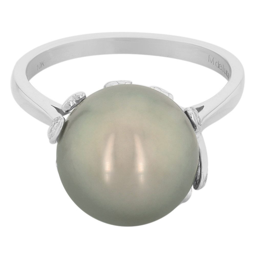 Cavill Perlenring Cavill Weißgoldring mit 11,5 mm Tahitiperle und 0,198 ct Diamanten (1-tlg)