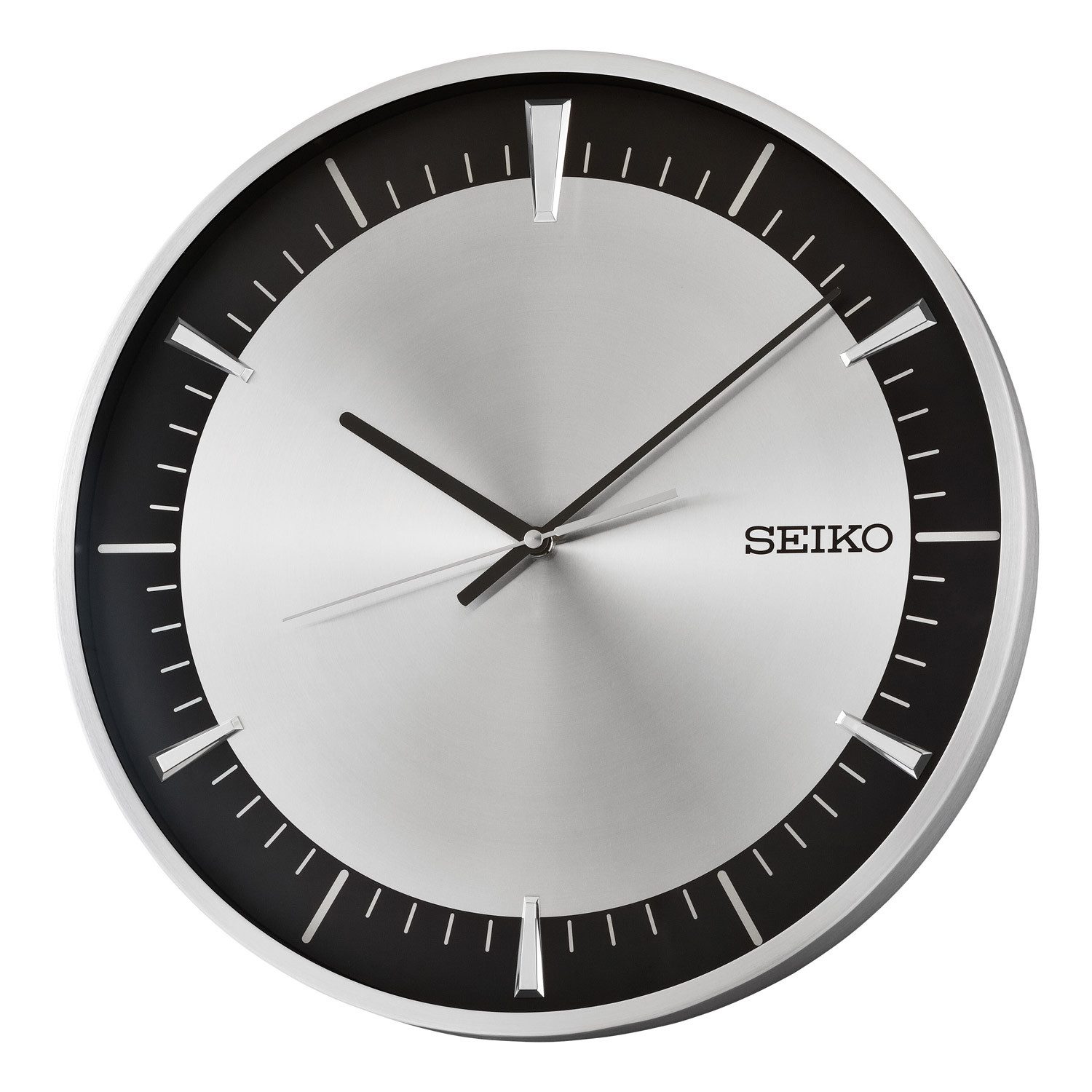 Wanduhr Quarz mit Leisegang Silberfarben/Schwarz
