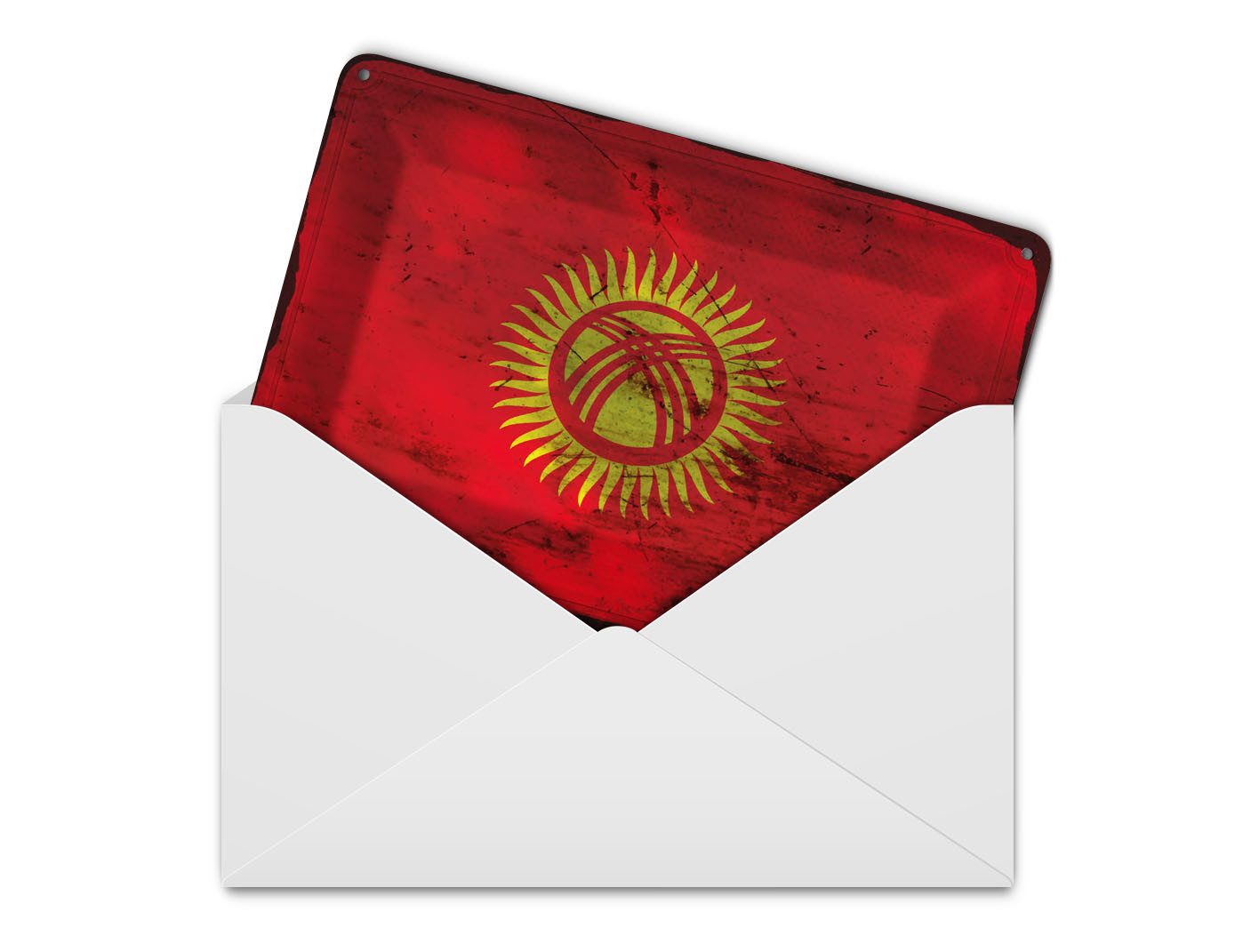 Femer GmbH Postkarte Flagge Kirgisistan 14x10 cm Kyrgyzstan Rost, unfrankiert