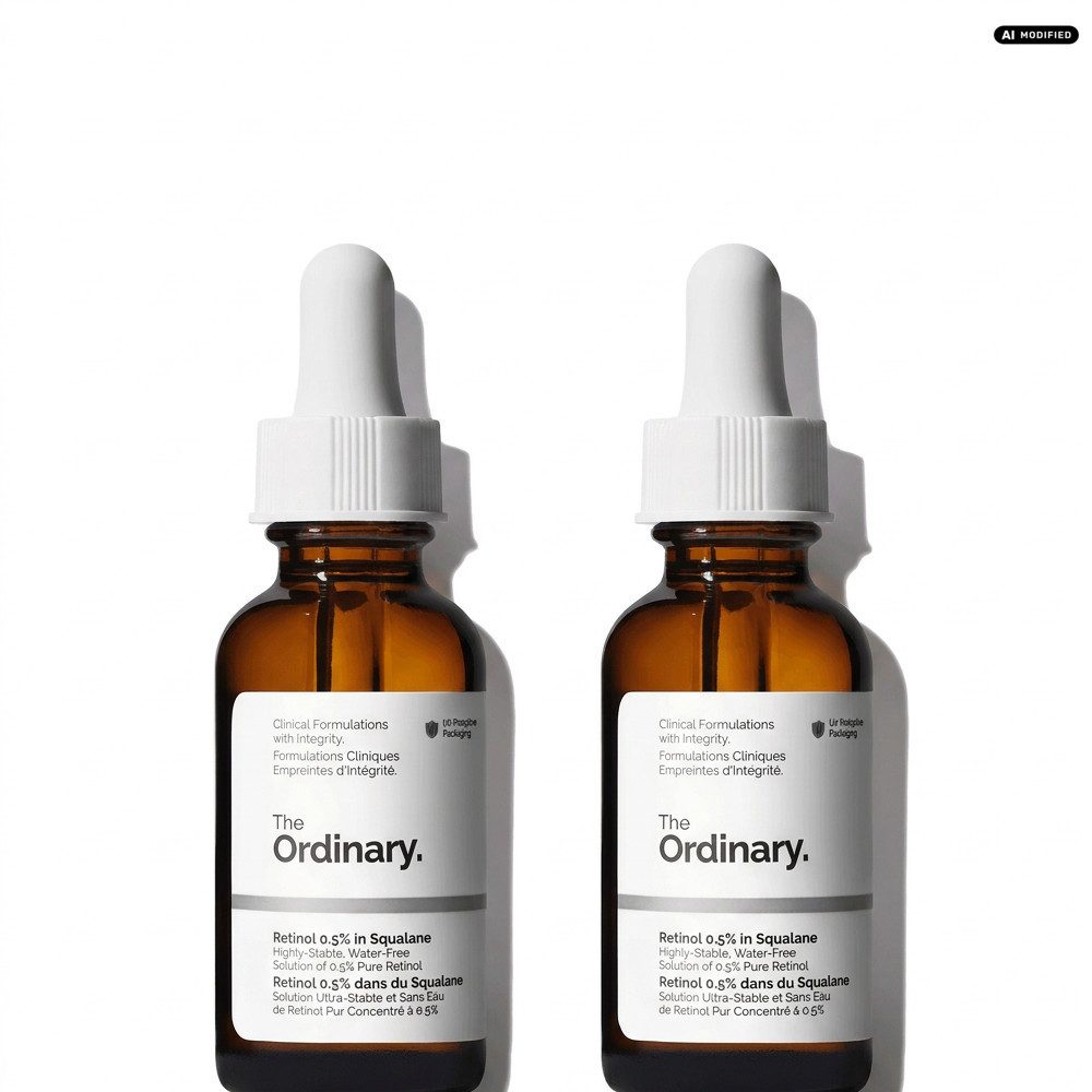 The Ordinary Körperpflegemittel The Ordinary Retinol 0.5% in Squalane 2er Set, 1-tlg., 0,5 % Retinol, Squalane-Basis, veganes wasserfreies Serum-Duo