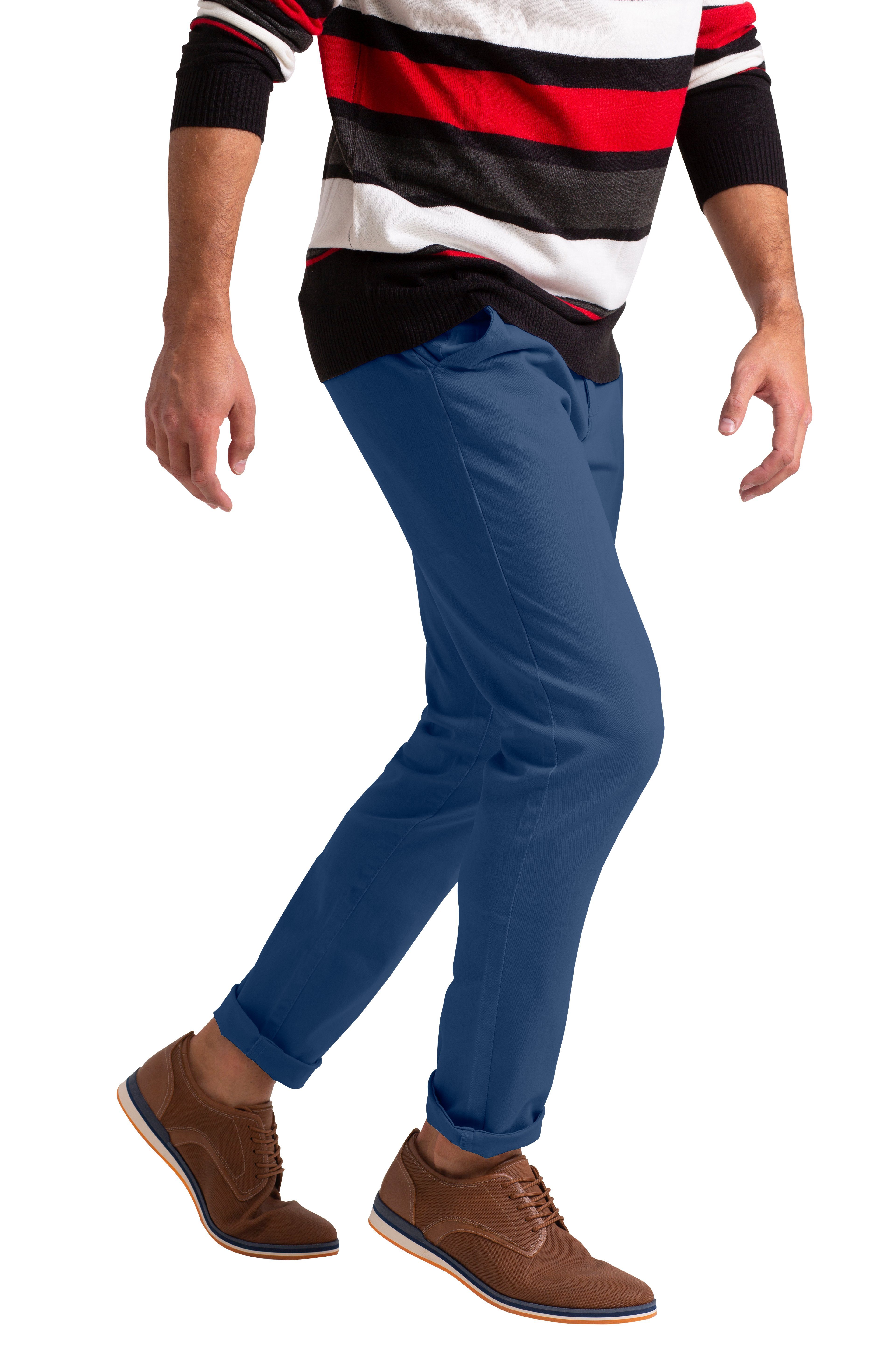 Paleblau Slim-Fit-Chinos Herren Hose für klassischer Stretch-Chinohose Chinohose BlauerHafen