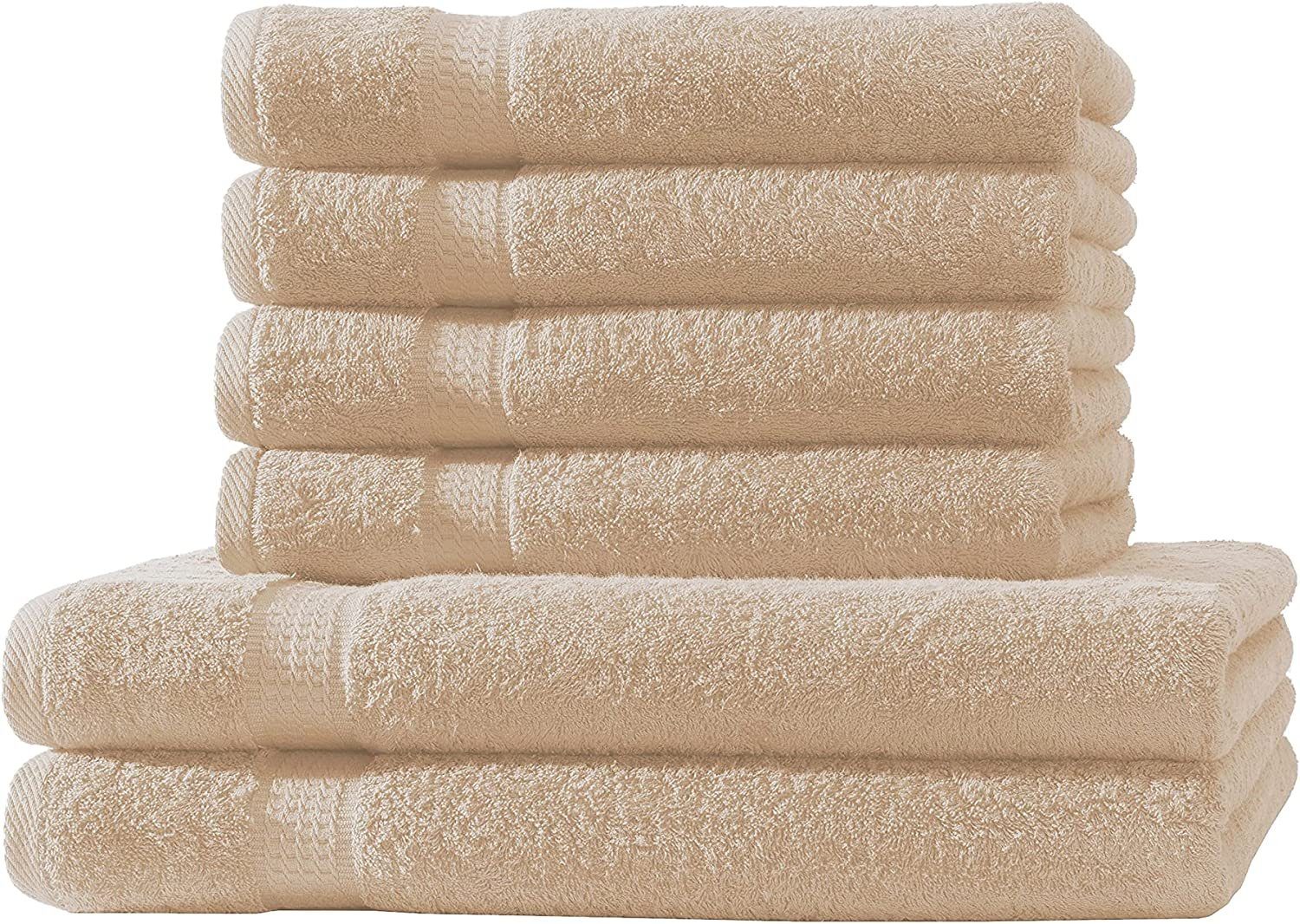 Handtuch Frotteeware Uni Handtuchset, Handtücher mit Bordüre 100% Baumwolle