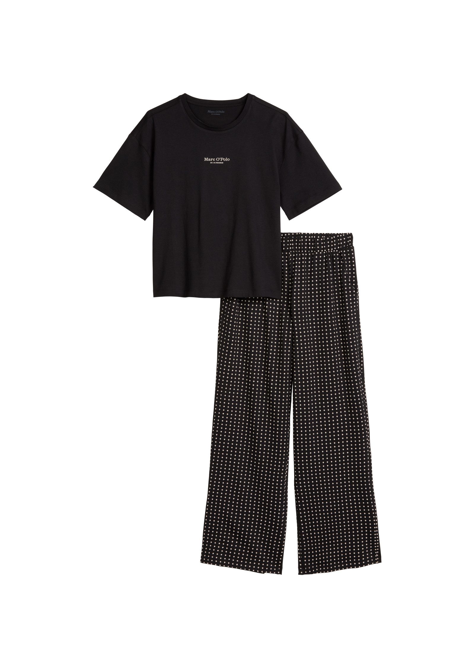 Marc O'Polo Pyjama Mix N Match Cotton (2 tlg) Shirt mit kurzem Arm, Hose gepunktet