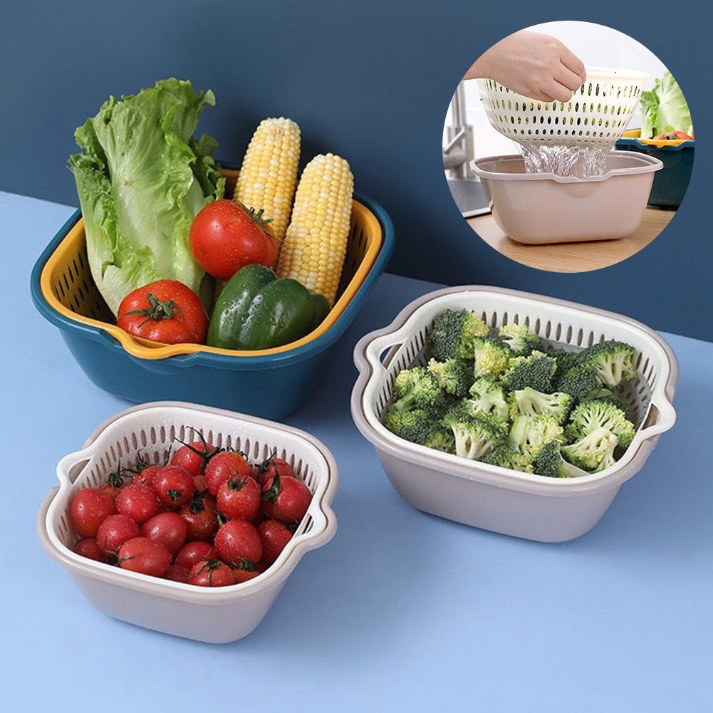 Wäschekorb 6-teiliges Für yellow Blusmart blue Mehrzweck-Gemüse-Abflusskorb Gemüsewaschkorb-Set,
