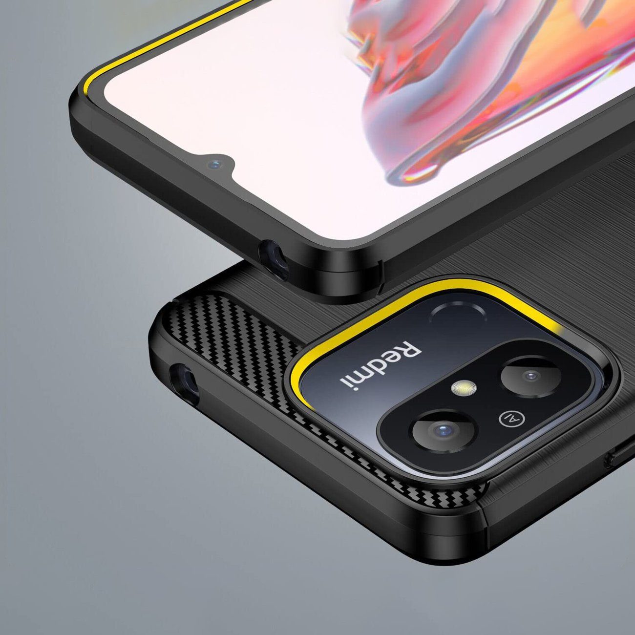 cofi1453 Bumper Carbon-Hülle für Xiaomi Redmi 13C Flexible Silikon-Carbon-Abdeckung