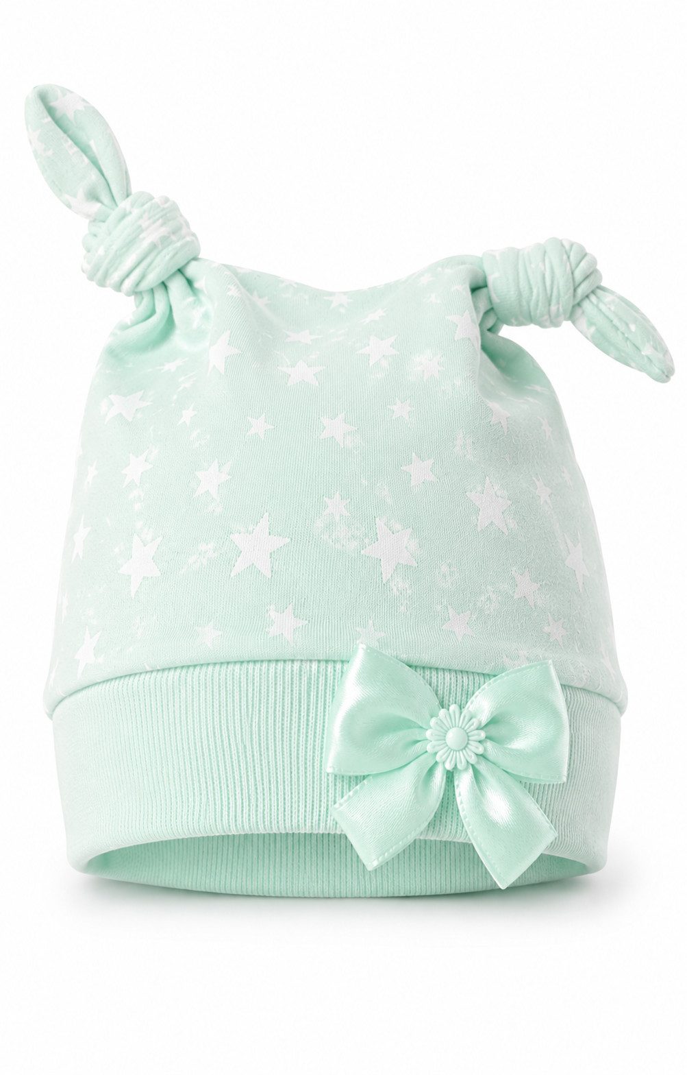 La Bortini Erstlingsmütze Baby Mütze Knotenmütze für Neugeborene (Übergangsmütze in verschiedenen Größen vorrätig) aus Baumwolle, in Rosa, Gelb, Mintgrün